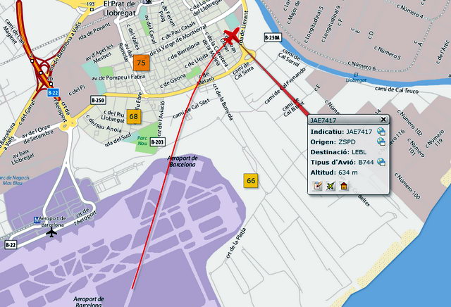 Aterrizaje frustrado en la pista transversal del aeropuerto de Barcelona-El Prat dentro del horario nocturno que provoc� el sobrevuelo a baja altura del Prt de Llobregat y un impacto ac�stico brutal (2 Marzo 2011)